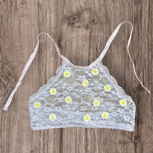 Hot Topic Lilac Purple Lace Bralette with Yellow Floral Daisy Accents Size SM